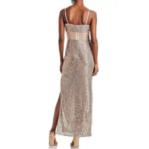 BCBG MAXAZRIA Long Sequin Evening CORSET Dress Gown $398 Sz Large Rosegold